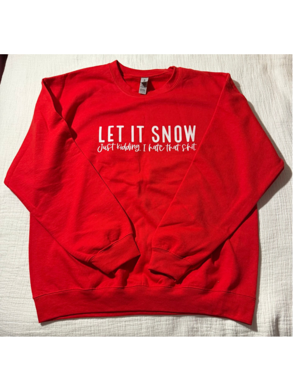 Gildan Red Graphic Sweatshirt 'Let It Snow' Size L